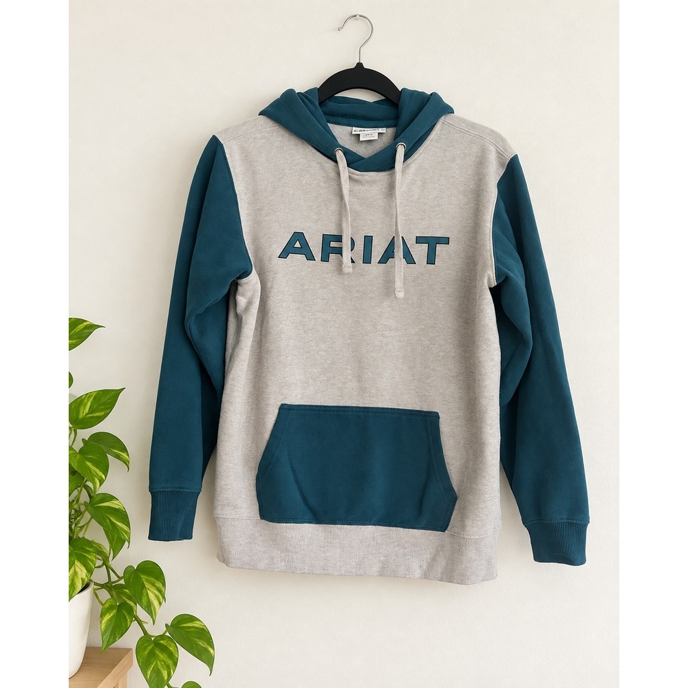 Ariat Women's Colorblock Logo Hoodie Sz S Western Casual Equestrian Sweatshirt